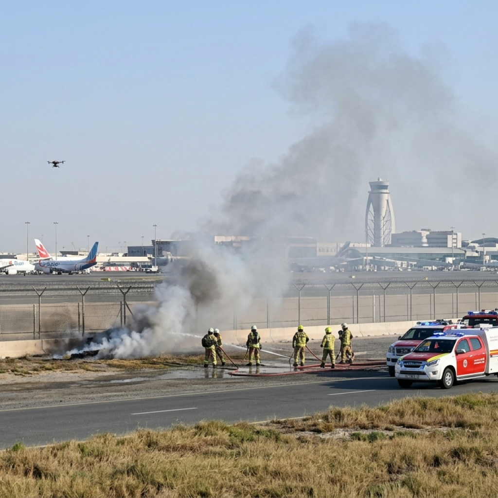 Quick Response Stops Fire Near Dubai International Airport After Drone Incident